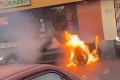 Watch: Reckless Young Man Turns Up the Heat by Driving a Car on Fire!